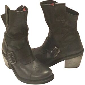 Harley-Davidson Boulder Black Leather Buckle Motorcycle Riding Boot Womens Sz-7